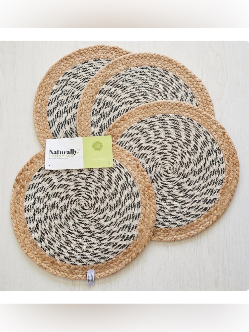 Naturally Danny Seo Braided Round Placemats - Black & Natural (Set of 4)